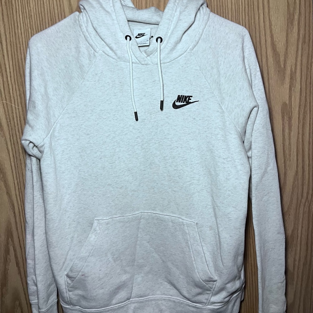 Nike Light Gray Crewneck Pullover Hoodie with Black Logo